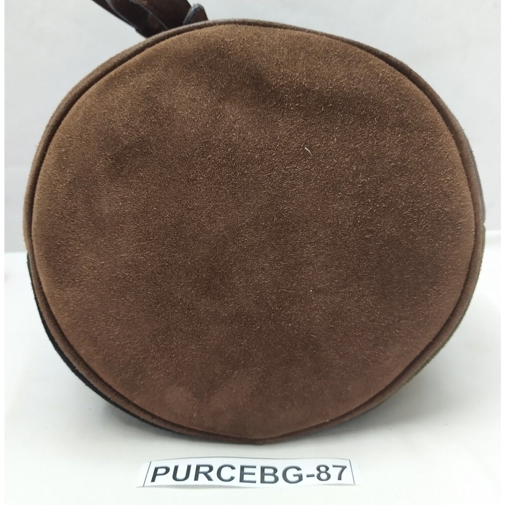 CELINE Multicolor Suede Leather Pockets Drawstring Bucket Satchel Shoulder Bag - Picture 6 of 16